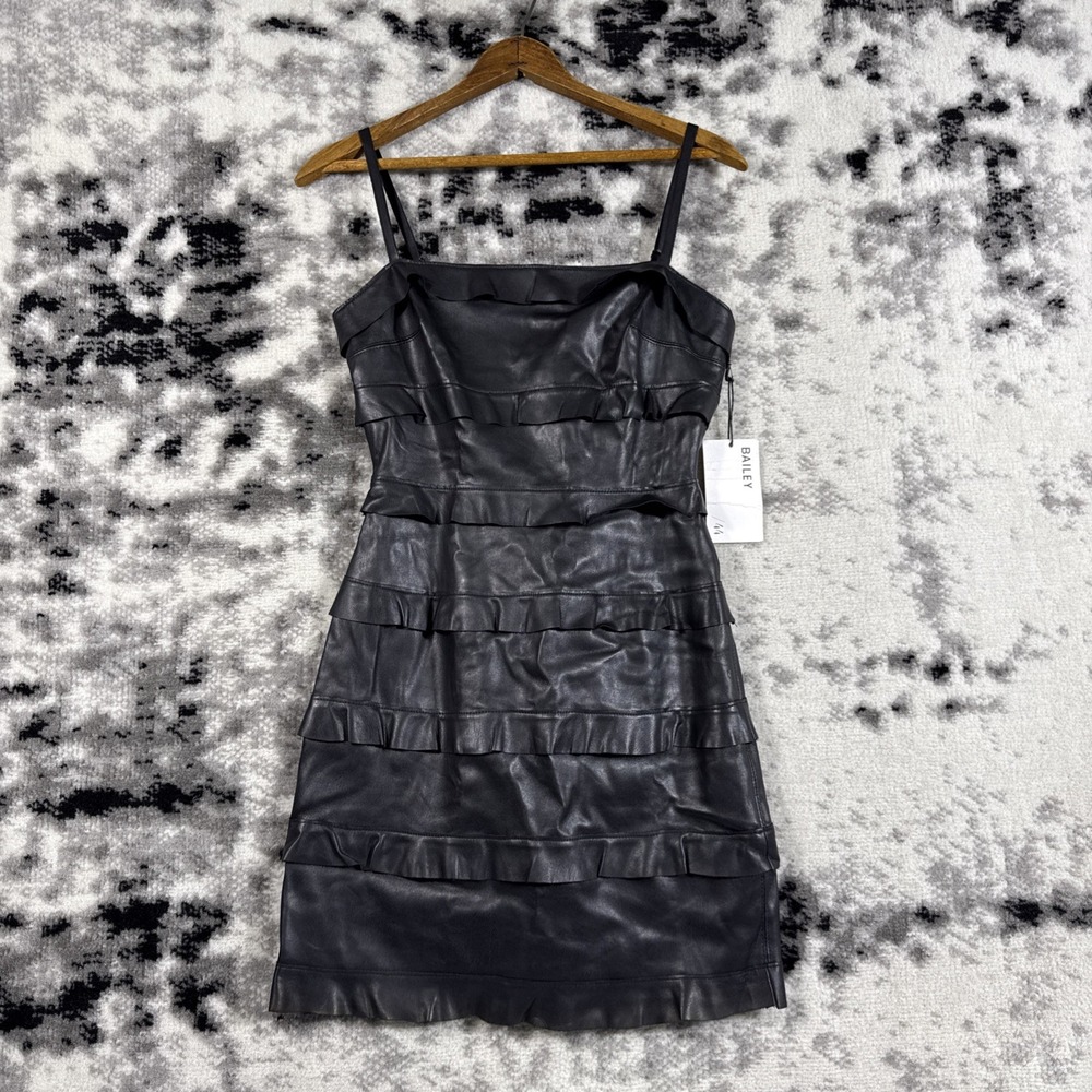 New Bailey 44 Dress Womens Size‎ 2 Black Polyurethane Straps Made In USA